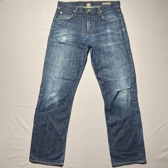 Citizens of Humanity Men's Blue Distressed Denim‎ Straight Evans Jeans Size 33 - Picture 1 of 15
